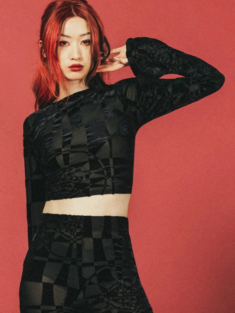 Killstar x Dario Argento Black Sheer Patterned Long-Sleeve Crop Top